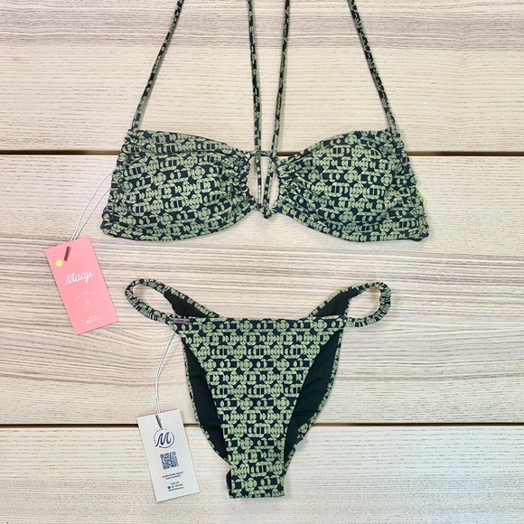 Maaji Sara Sliding Triangle Top + Micro Crunch Single Strap Bottom | Size Med - Picture 2 of 10